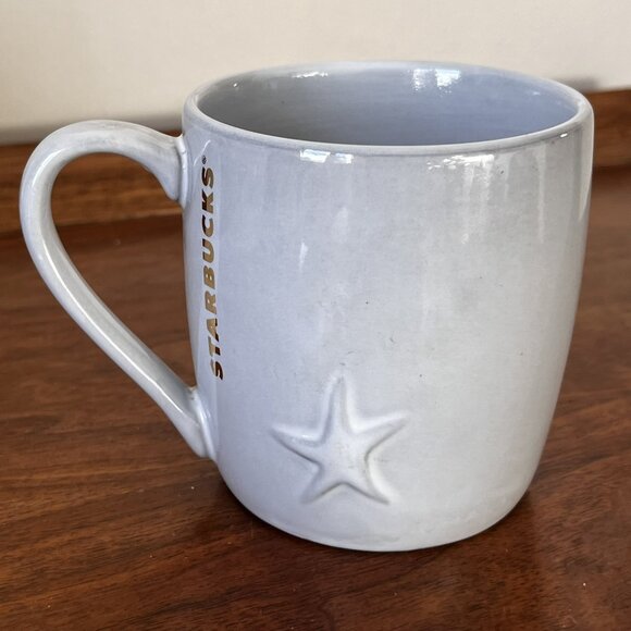 Starbucks Coffee Raised Siren Face Mug 2016 11 oz. Gray & Metallic Gold Cup Wink - Picture 4 of 9